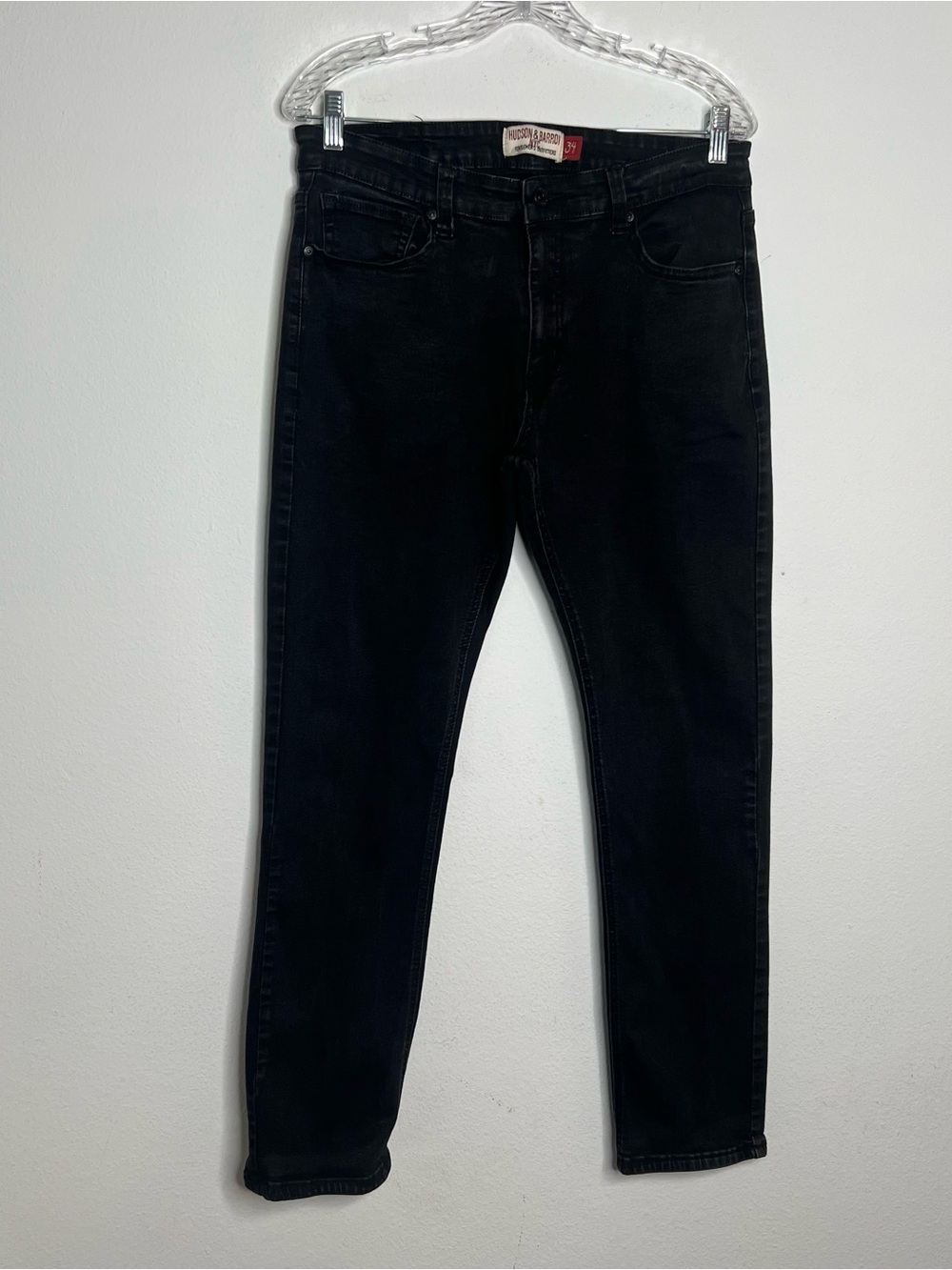 Hudson  Barrow Men's Jeans Size 34X32 Black Slim Stretch Straight Leg Denim